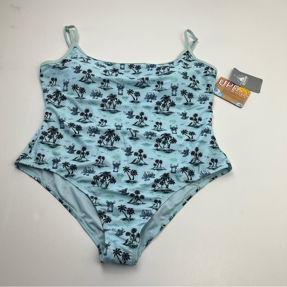 Disney Stitch One Piece Swimsuit UPF 50 Womens Size XL Blue Summer NEW *FLAW